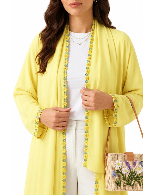 Blossom Luxe Abaya – Yellow