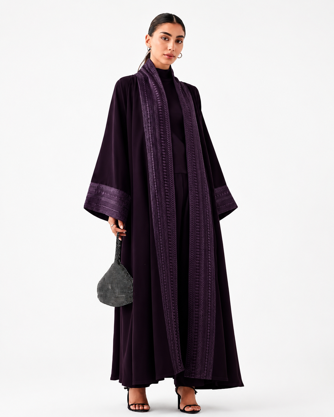 Classic Threadwork Abaya – Purple