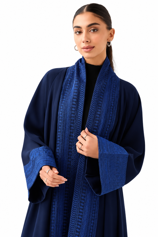 Classic Threadwork Abaya – Blue