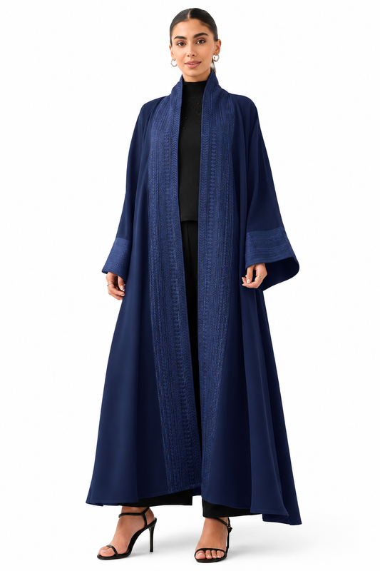 Classic Threadwork Abaya – Blue
