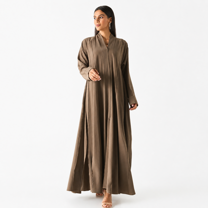 Beige Classic Flowy Style Abaya with relaxed fit — AZRIA FASHIONS