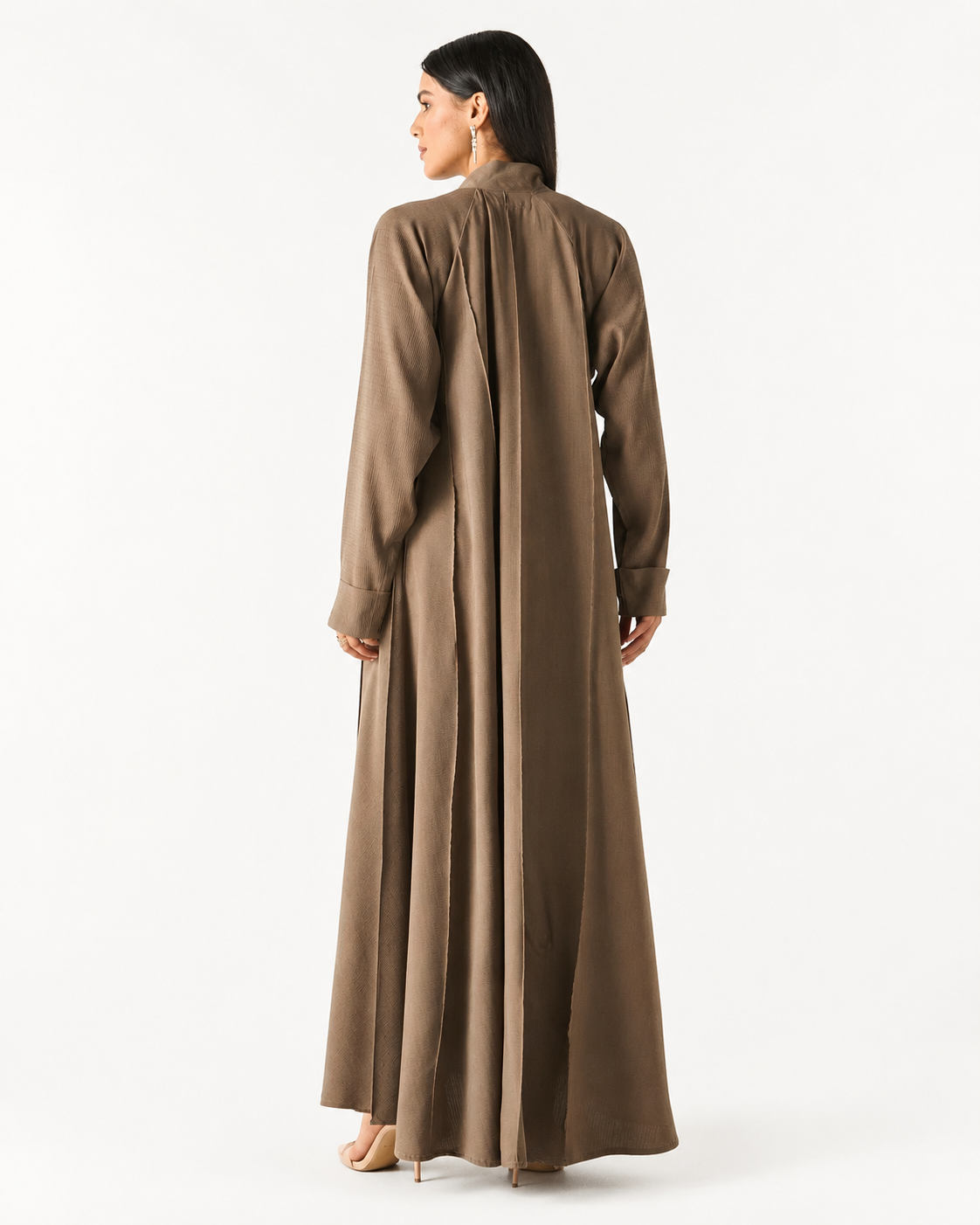 Classic Flowy Abaya – Beige – Back View – Shop Azria