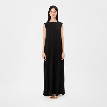 Black sleeveless inner dress for abaya layering — AZRIA FASHIONS