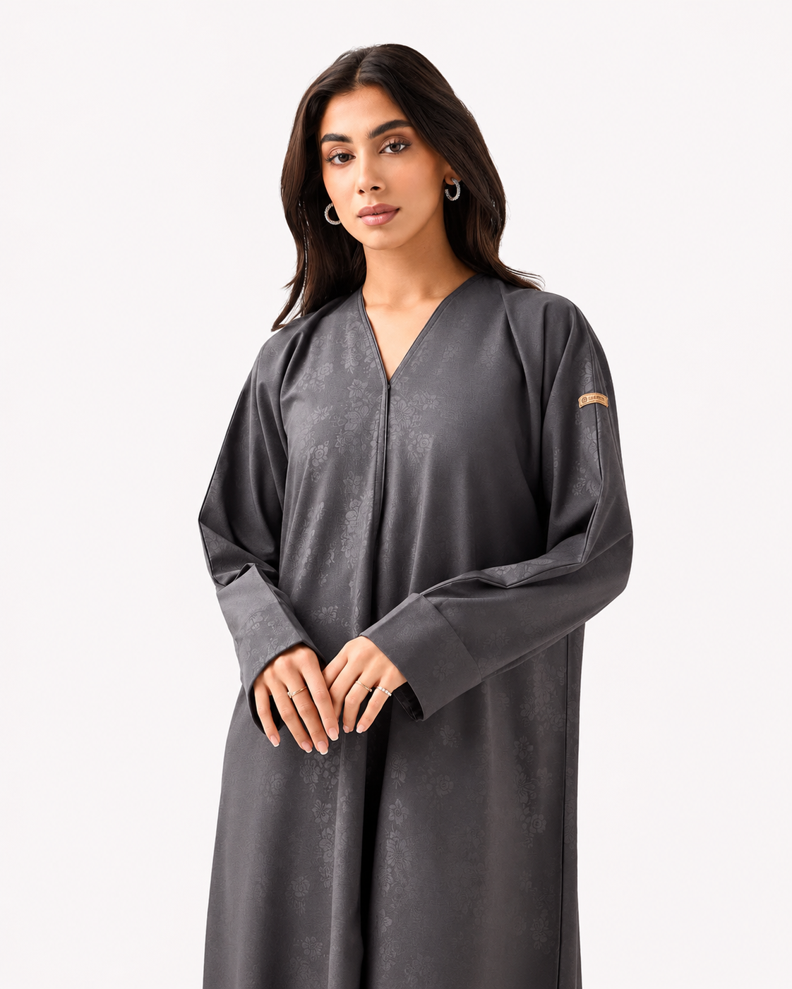 Bloom Abaya – Silver – side profile – AZRIA KSA
