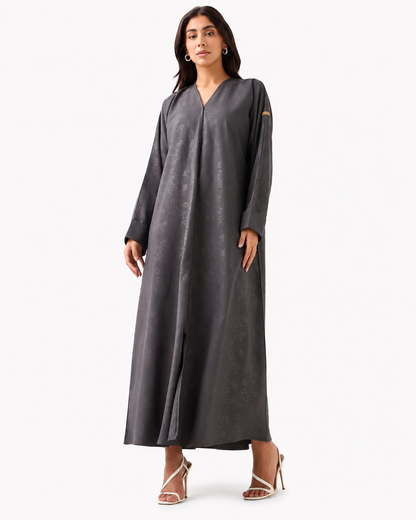 Bloom Abaya – Silver – front view – AZRIA KSA