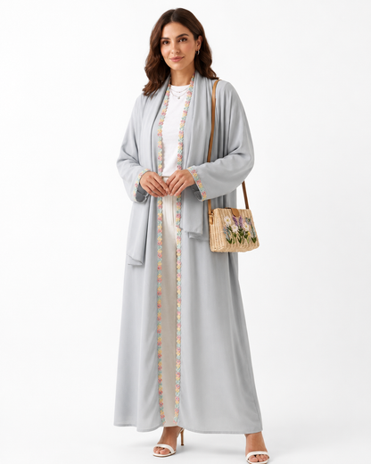 Blossom Luxe Abaya – Grey