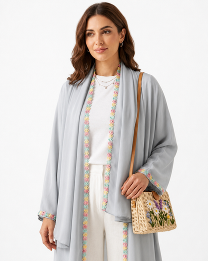 Blossom Luxe Abaya – Grey