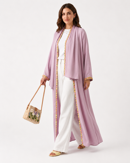 Blossom Luxe Abaya – Pink – styled look – AZRIA KSA
