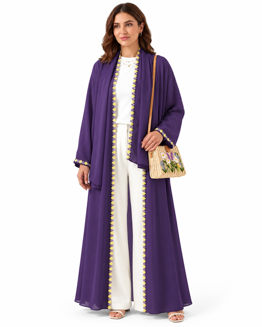 Blossom Luxe Abaya – Purple