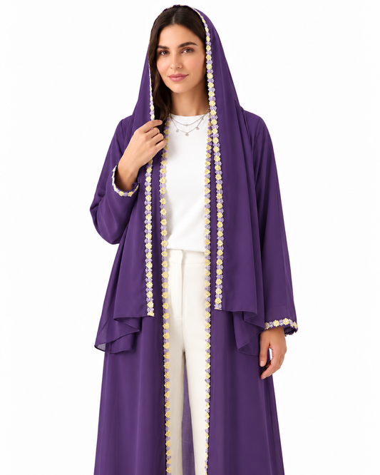 Blossom Luxe Abaya – Purple