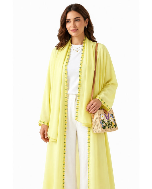 Blossom Luxe Abaya – Yellow
