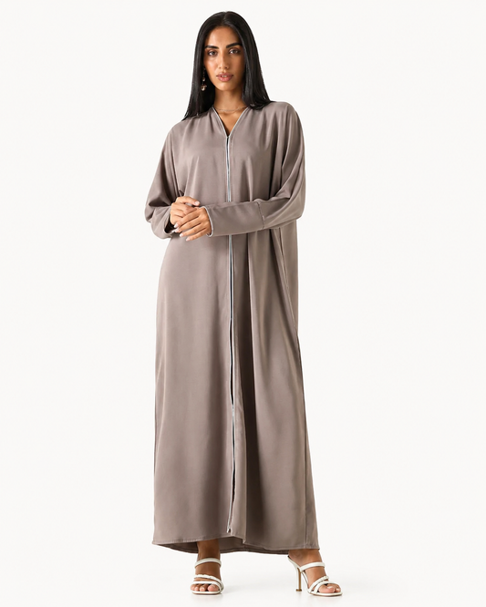 Classic Abaya – Taupe – Front View – Shop Azria
