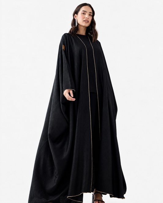 Classic Bisht Abaya – Black – front view – AZRIA KSA
