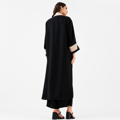 Back view of classic black abaya