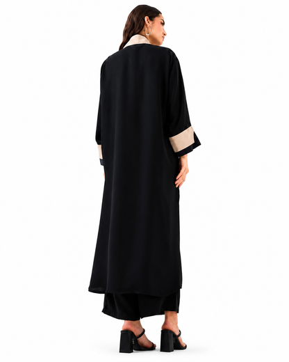 Classic Black Abaya – Contrast Detail – Back View – Shop Azria