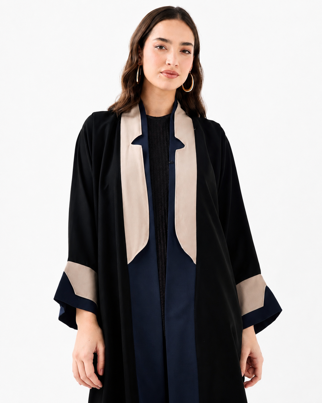 Classic Black Abaya – Contrast Detail – Detail View – Shop Azria