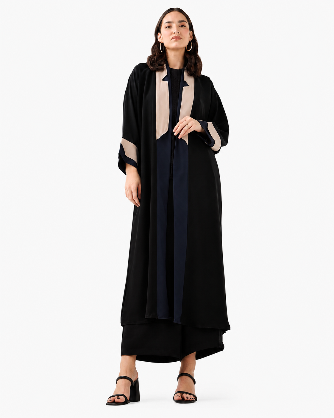 Classic Black Abaya – Contrast Detail – Styling View – Shop Azria