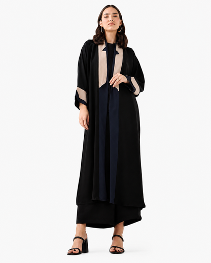 Classic Black Abaya – Contrast Detail – Styling View – Shop Azria