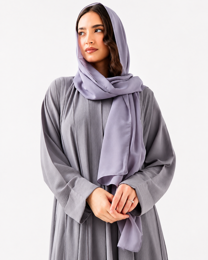 Classic Flowy Abaya – Grey – side profile – AZRIA KSA
