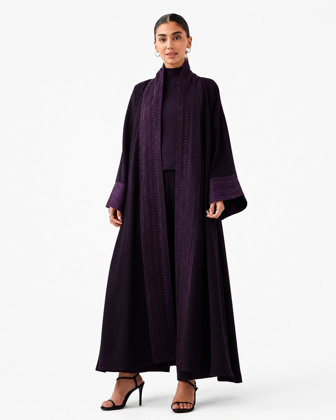 Classic Threadwork Abaya – Purple