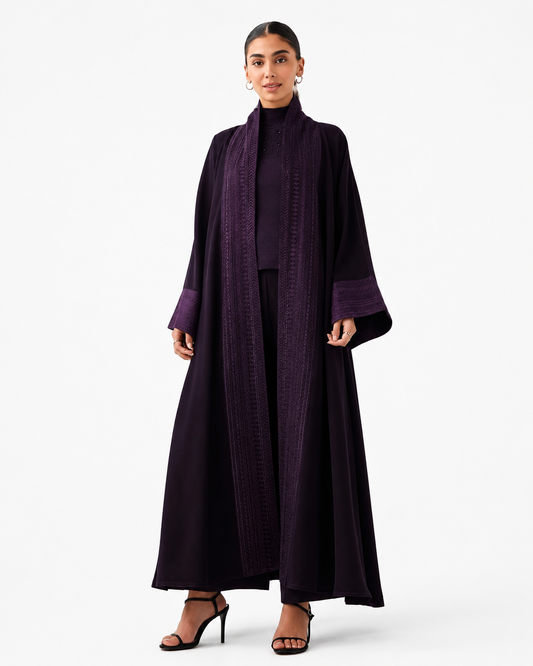 Classic Threadwork Abaya – Purple