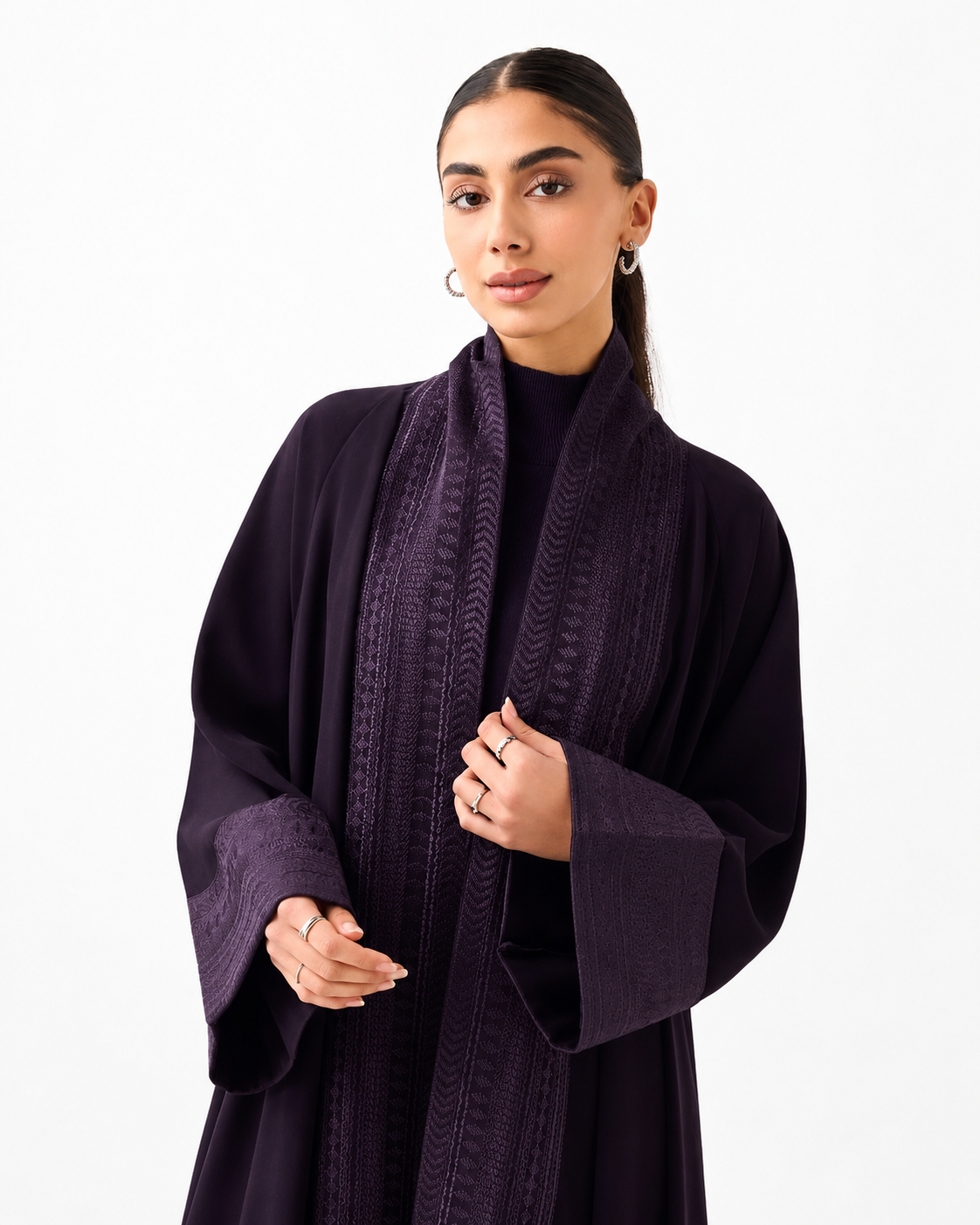 Classic Threadwork Abaya – Purple