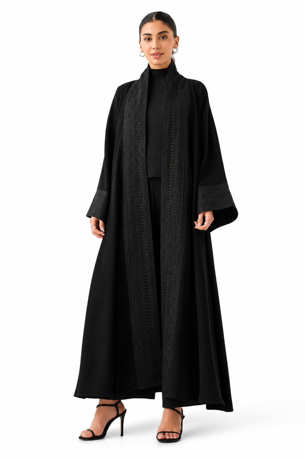 Classic Threadwork Abaya – Signature Black