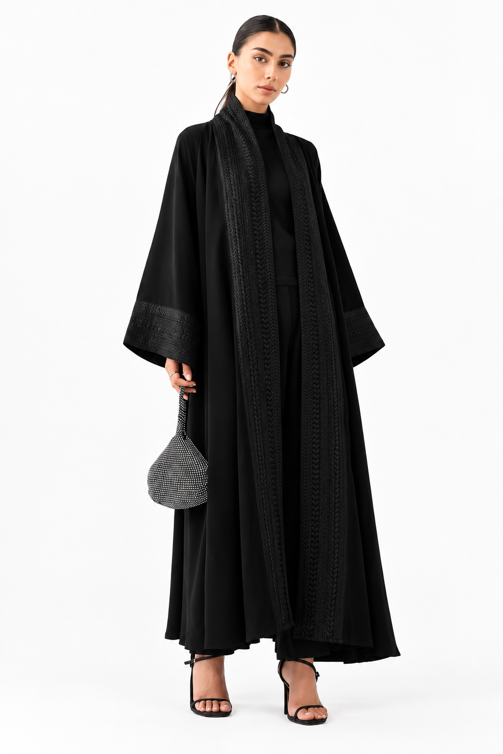Classic Threadwork Abaya – Signature Black