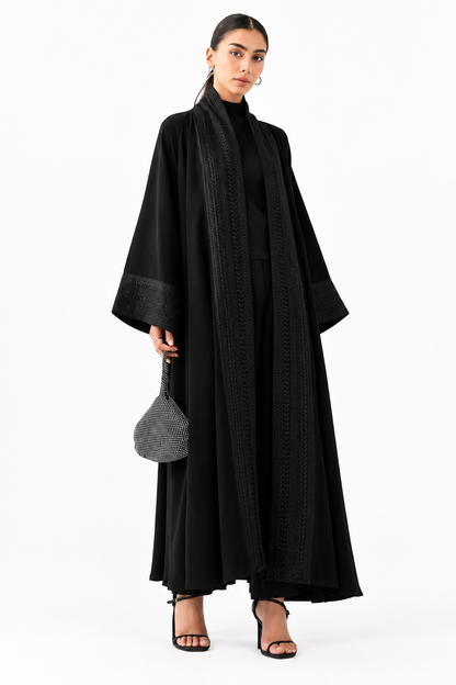 Classic Threadwork Abaya – Signature Black