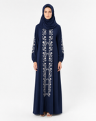 Embroidered Prayer Dress & Mat Set – Navy Blue