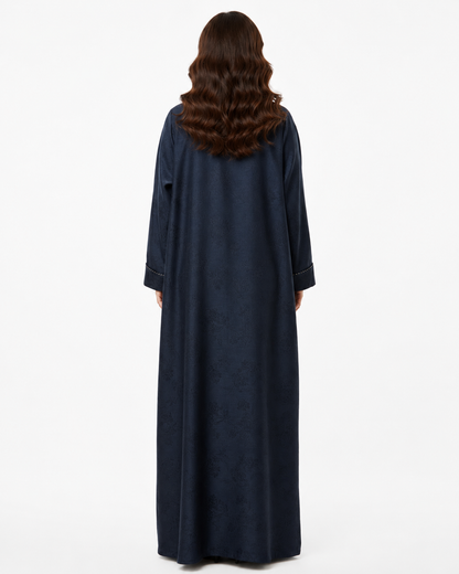 Jacquard Abaya – Midnight Navy – back view – AZRIA KSA
