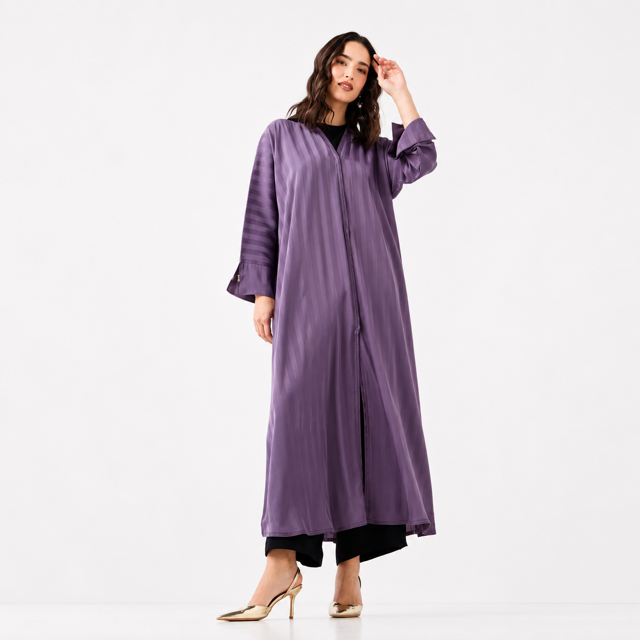 Lilac Striped Abaya