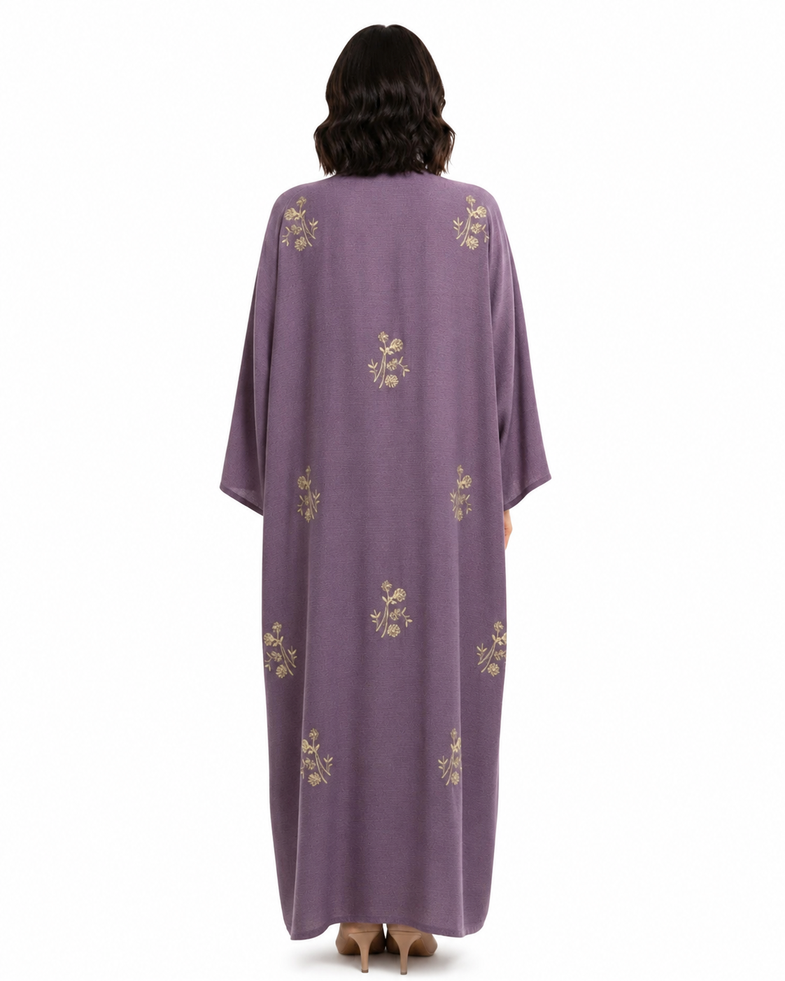 Lilac Garden Abaya – back view – AZRIA KSA
