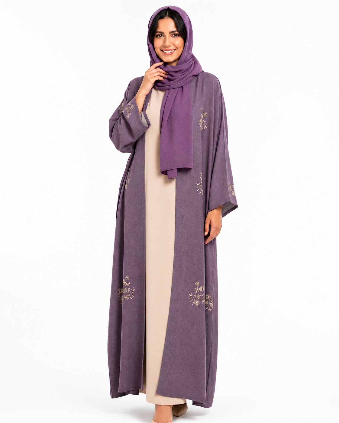 Lilac Garden Abaya – styled look – AZRIA KSA
