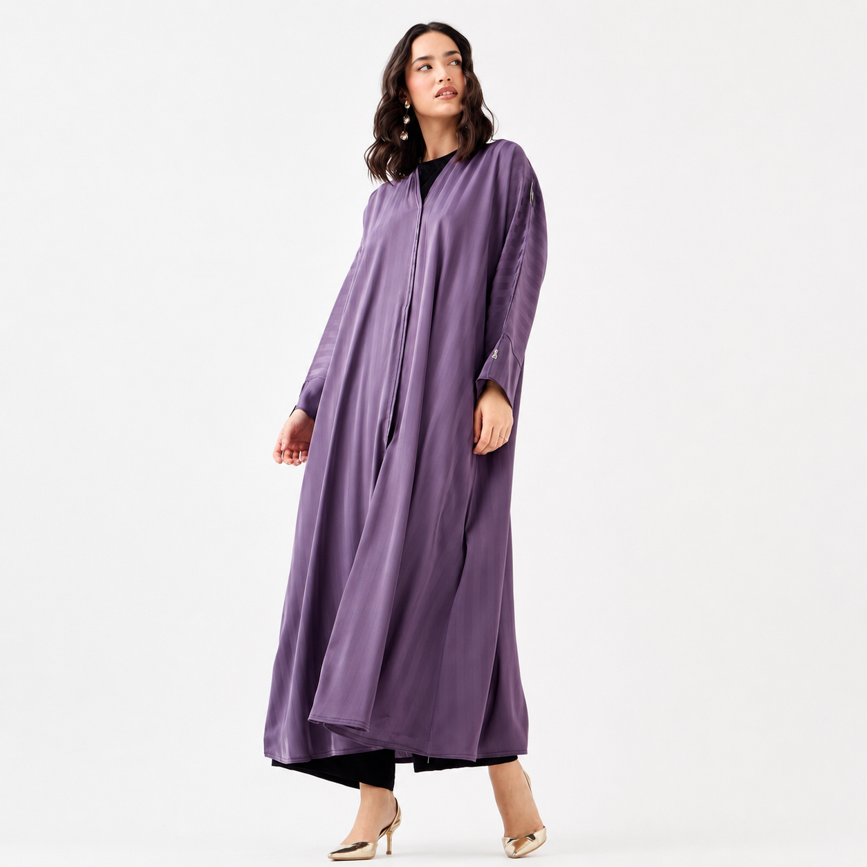 Lilac Striped Abaya