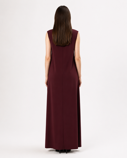 Sleeveless Inner Dress – Maroon – back view – AZRIA KSA

