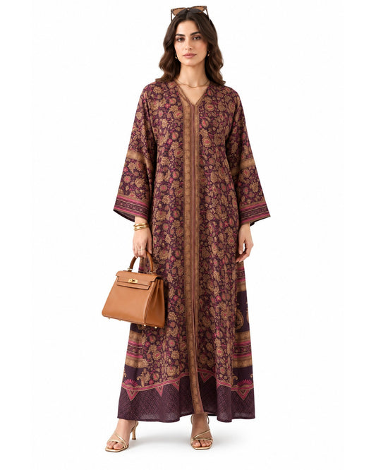 Mosaic Printed Abaya – Red