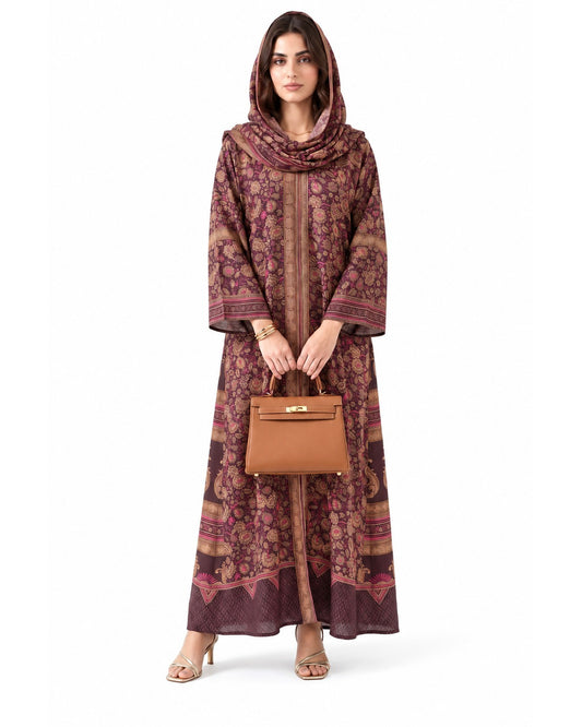 Mosaic Printed Abaya – Red