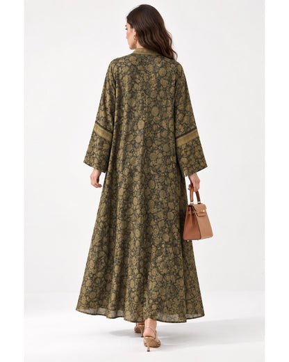 Mosaic Printed Abaya – Yellow