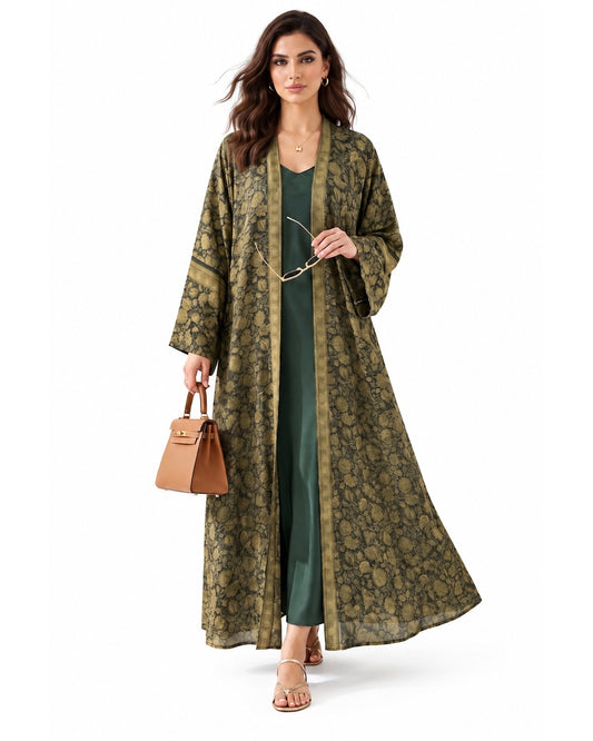 Mosaic Printed Abaya – Yellow