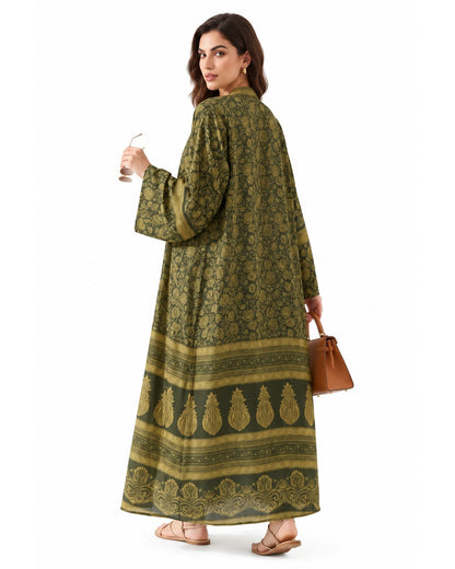 Mosaic Printed Abaya – Yellow