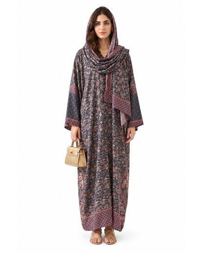 Mosaic Printed Kaftan Abaya – Blue