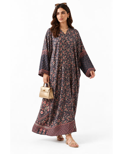 Mosaic Printed Kaftan Abaya – Blue