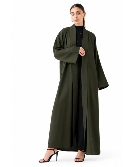 Classic Olive Green Open Abaya