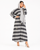 Striped Grey Abaya