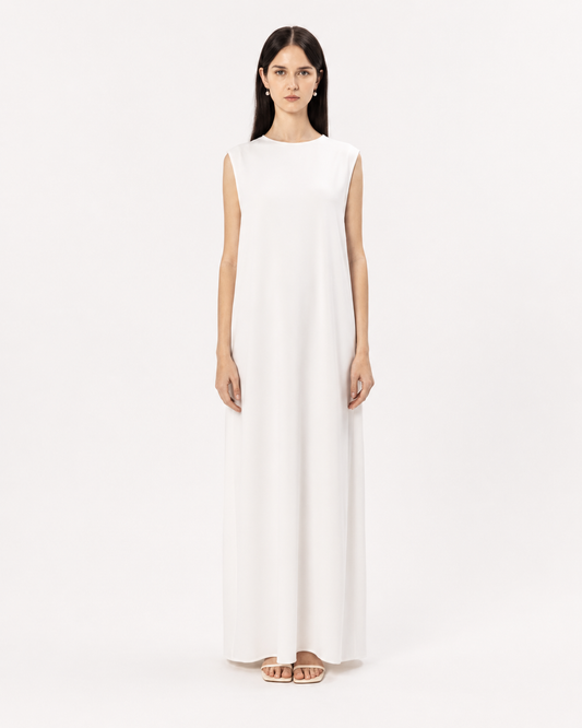 Sleeveless Inner Dress – White – front view – AZRIA KSA
