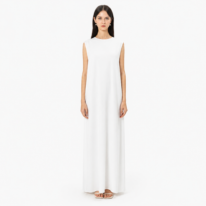 White sleeveless inner dress for abaya layering — AZRIA FASHIONS